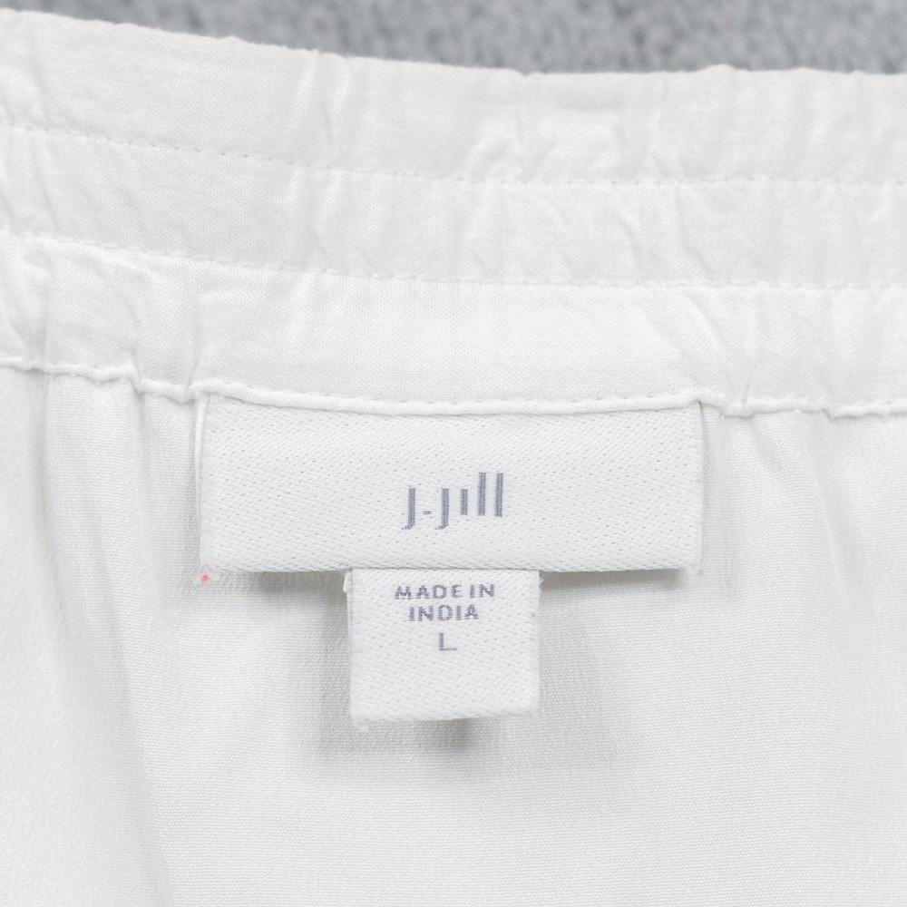 J JILL Embroidered Tassel Trim Boho Midi Skirt Coastal Beachy White Sz L - Picture 7 of 8